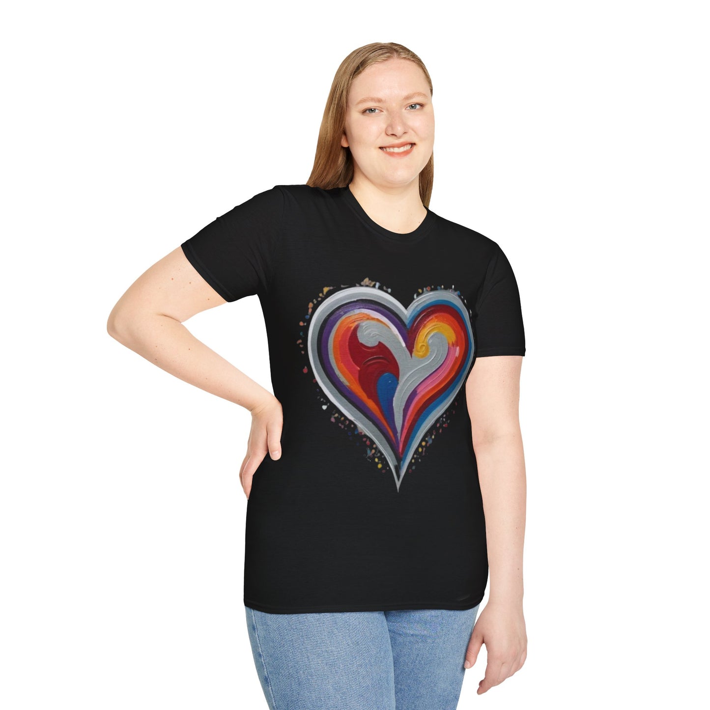 Colourful Grey Love Heart - Unisex T-Shirt