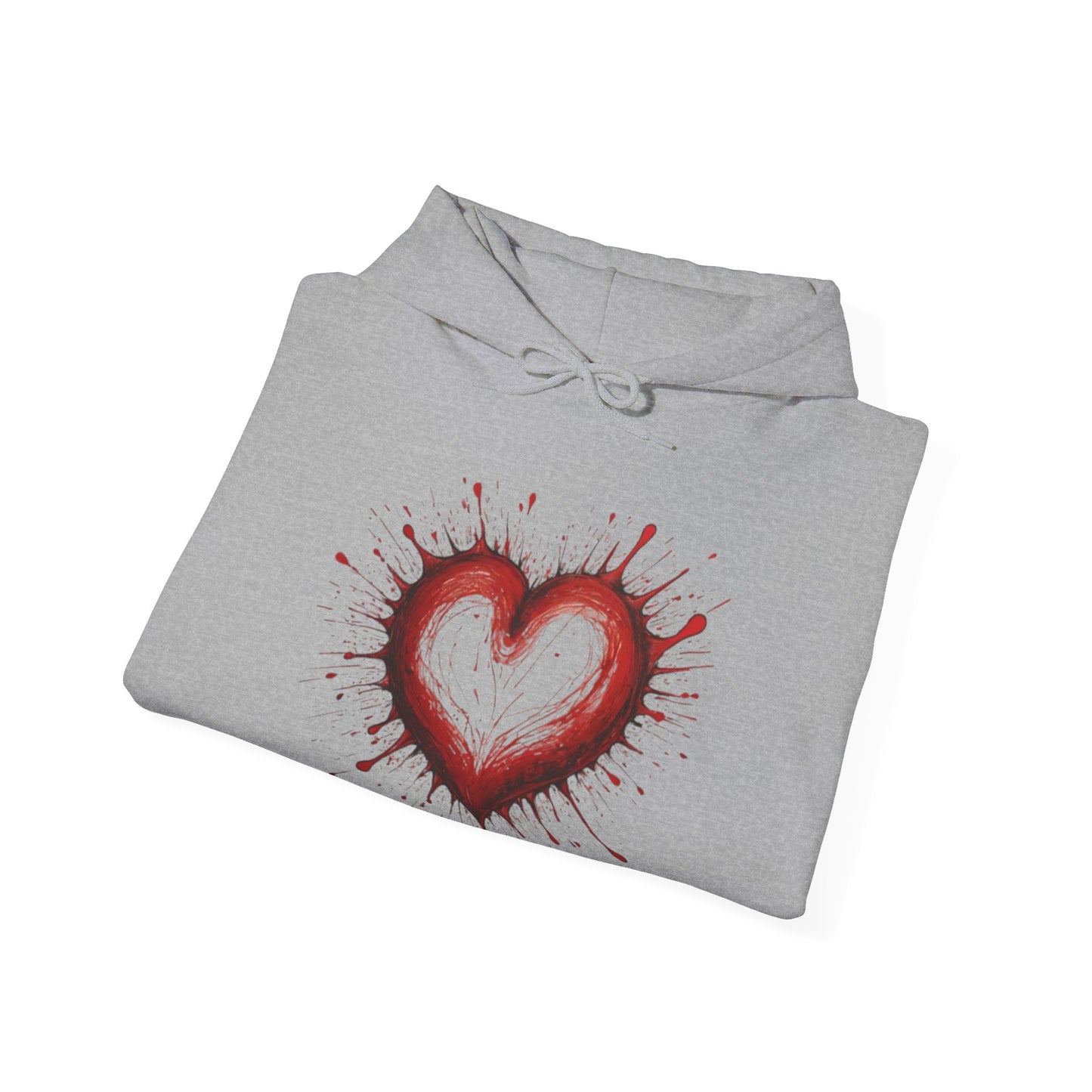 Messy Red Love Heart - Unisex Hooded Sweatshirt