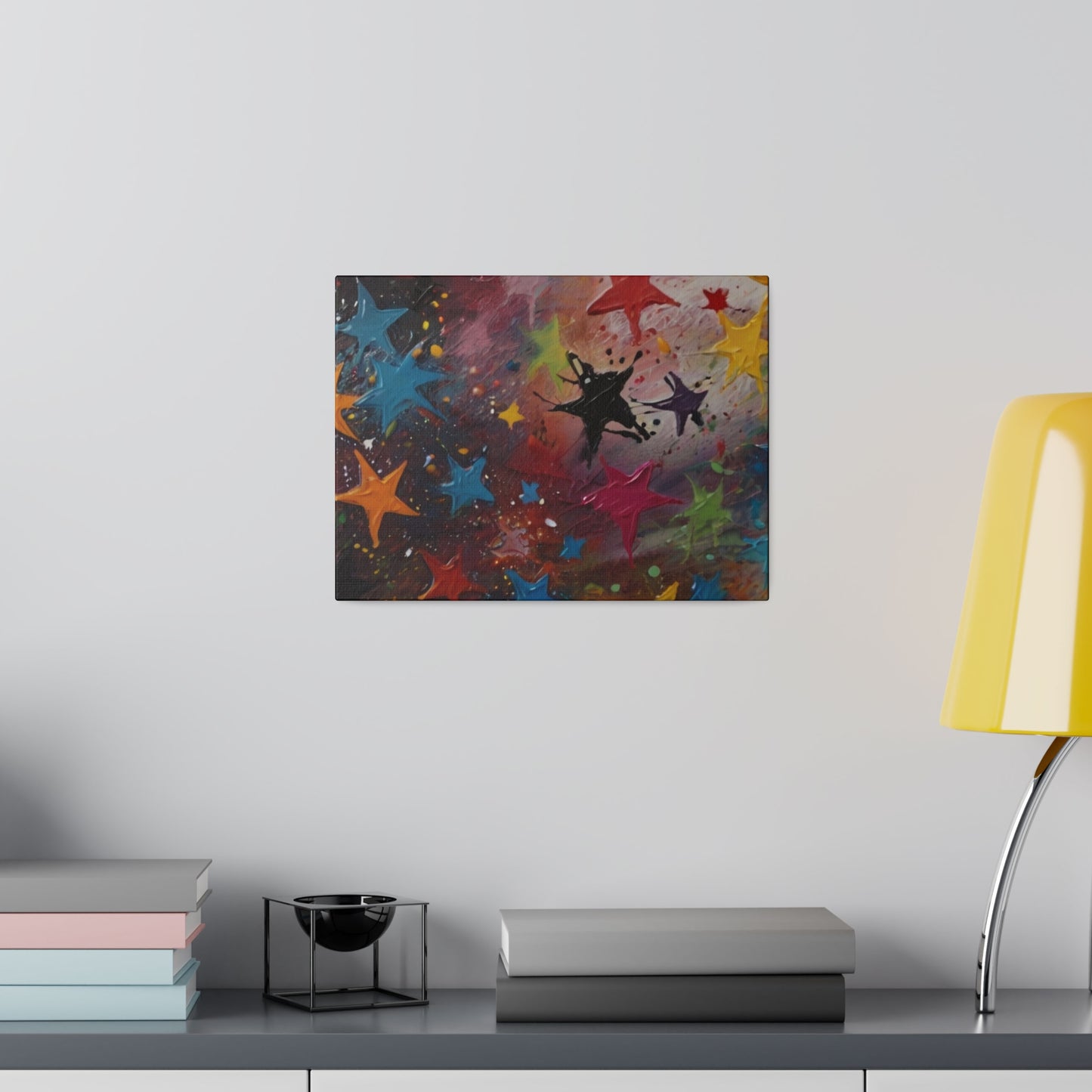 Colourful Messy Stars Painting - Matte Canvas, Stretched, 0.75"