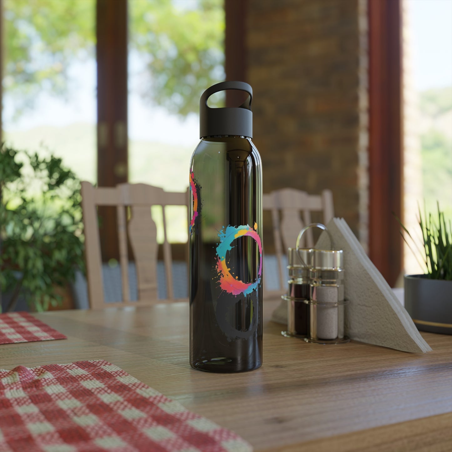 Colourful Circles Paint Art - Sky Water Bottle