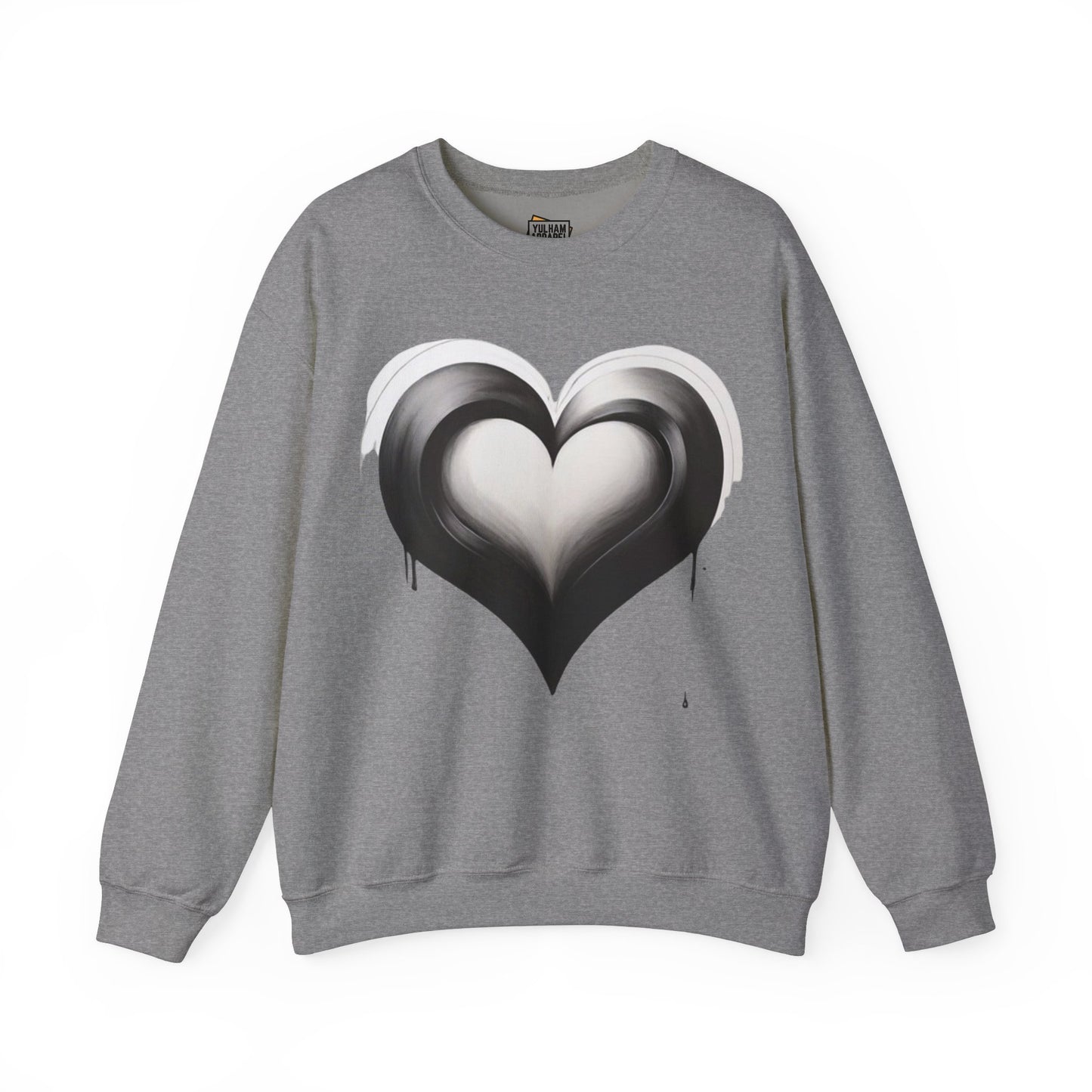 Black and White Love Heart - Unisex Crewneck Sweatshirt