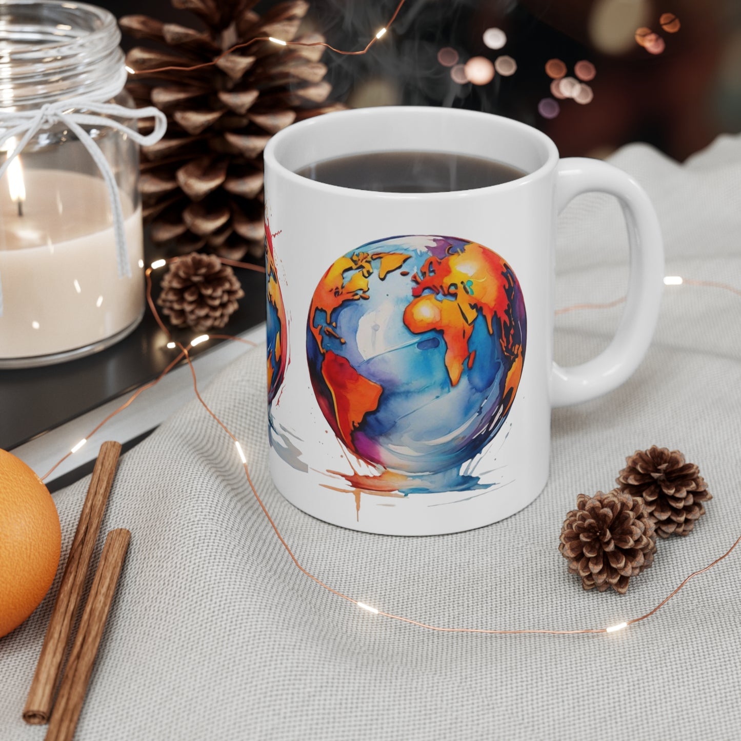 Messy Planet Earth Artwork Mug - Ceramic Coffee Mug 11oz