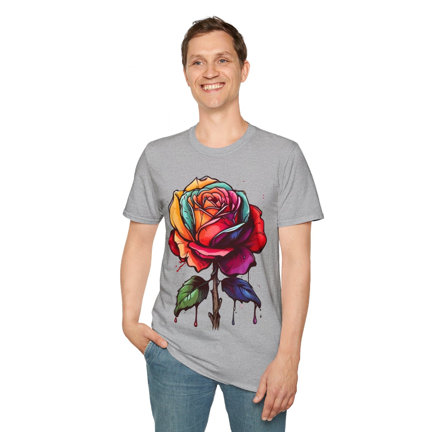 Large Colourful Rose - Unisex T-Shirt