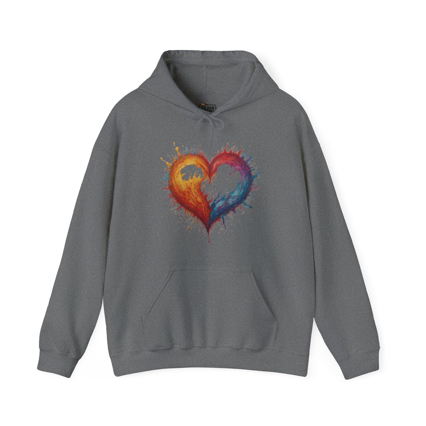 Colourful Burning Love Heart - Unisex Hooded Sweatshirt