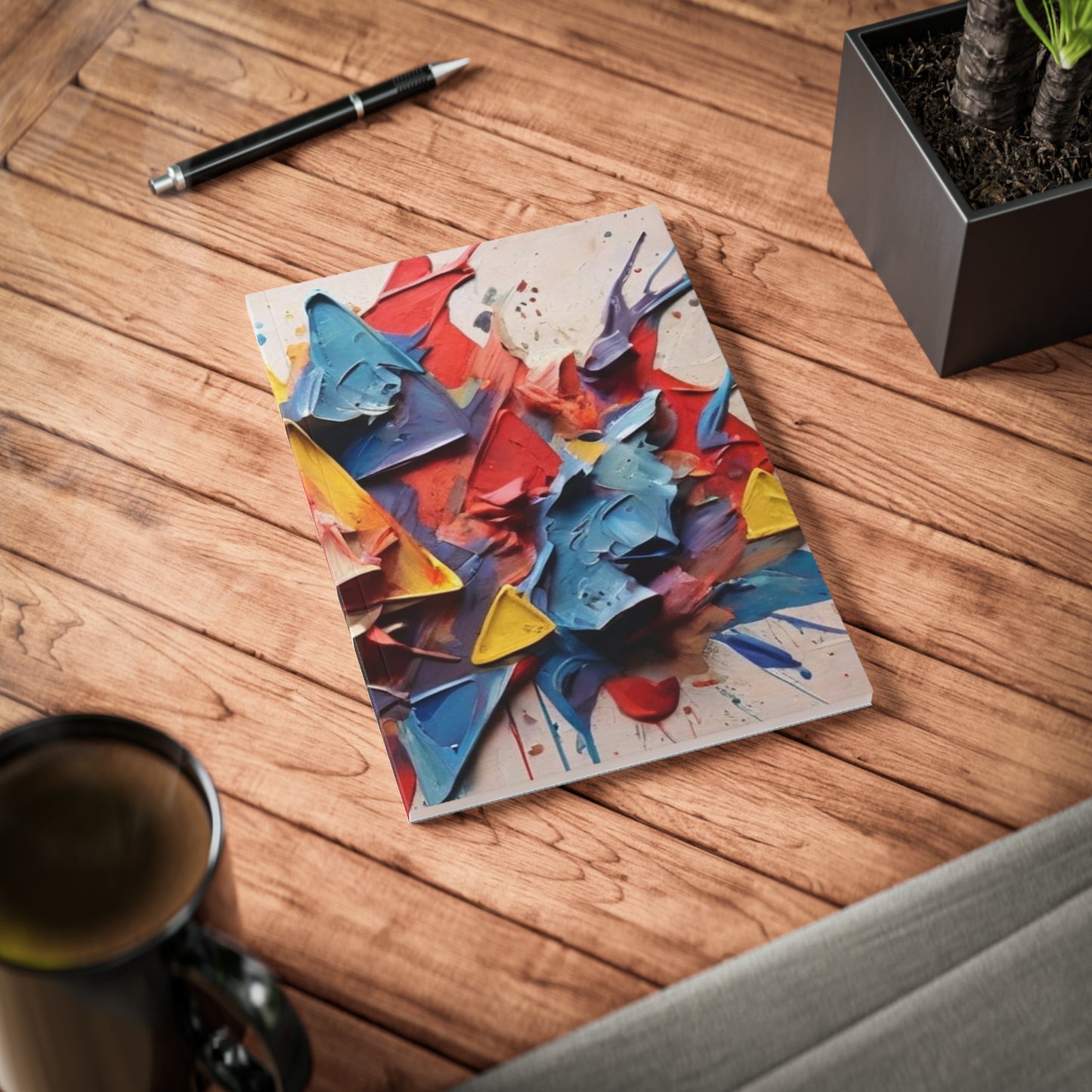 Messy Colourful Triangles Art - Softcover Notebook, A5