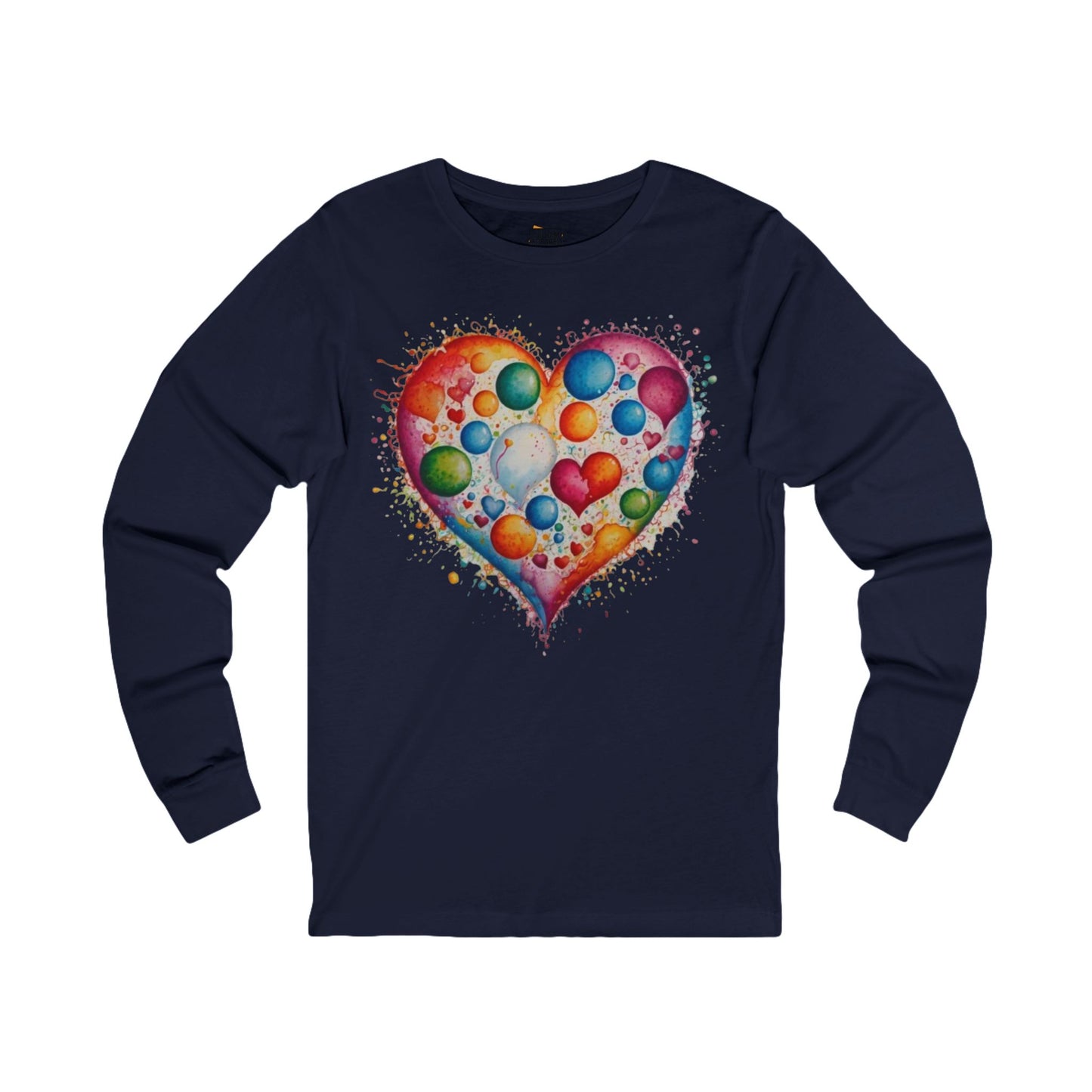 Messy Bubbles Love Heart - Unisex Long Sleeve T-Shirt