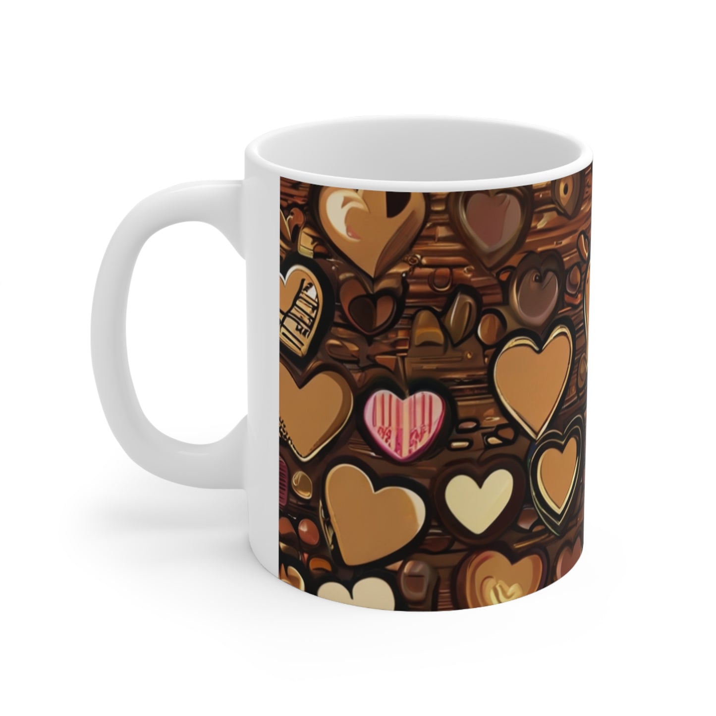 Coffee Love Hearts Mug - Ceramic Coffee Mug 11oz