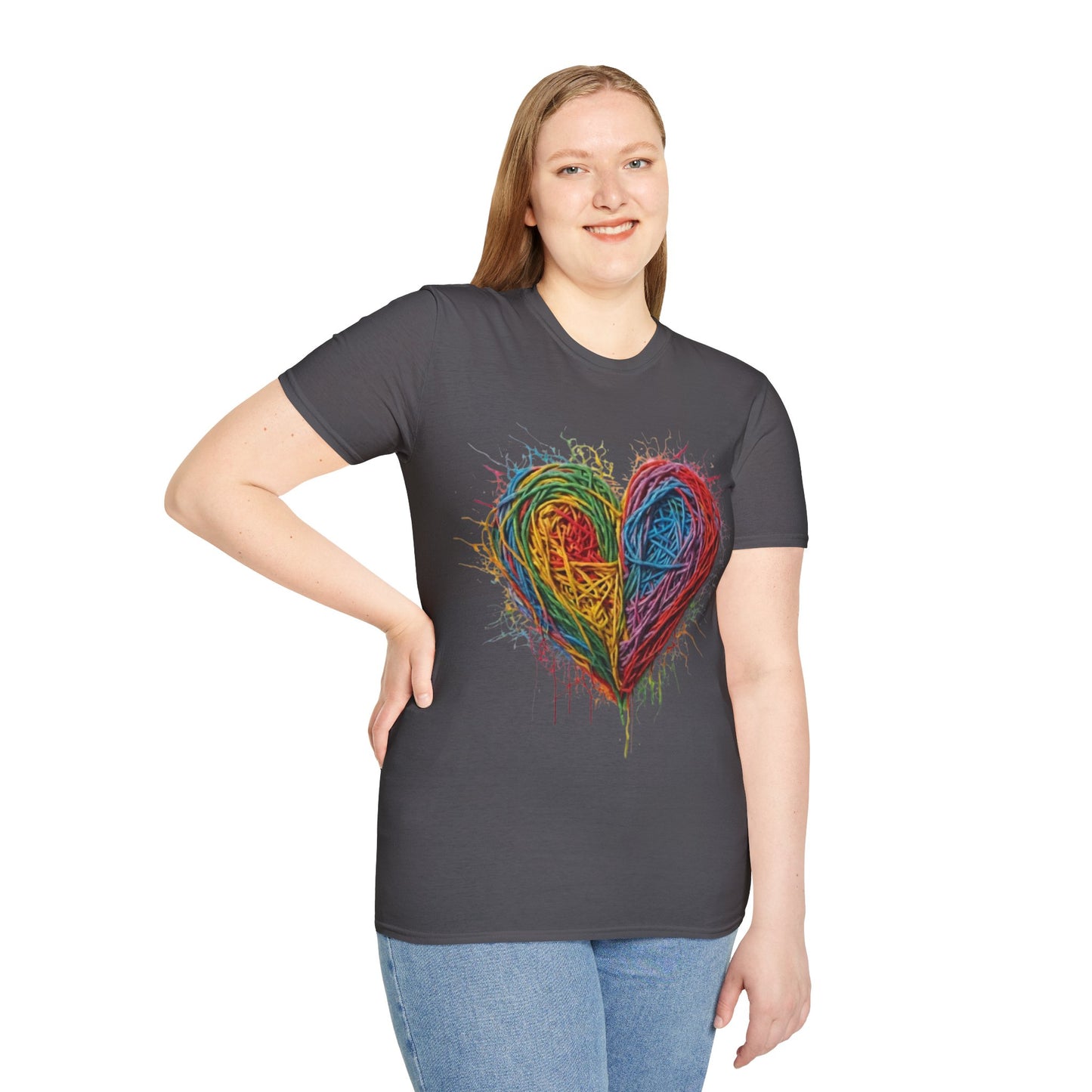 Multicoloured Scoubidou Heart - Unisex T-Shirt