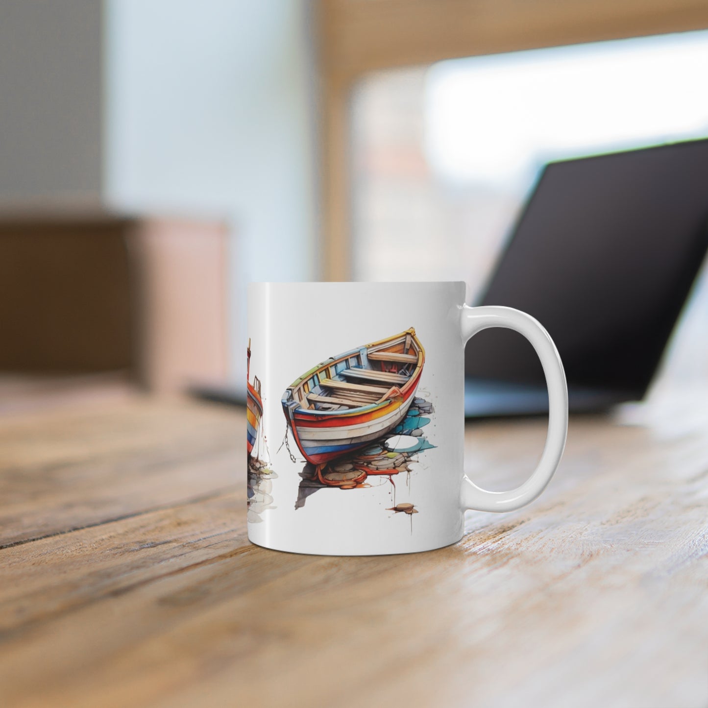 Colourful Boats Mug - Ceramic Coffee Mug 11oz