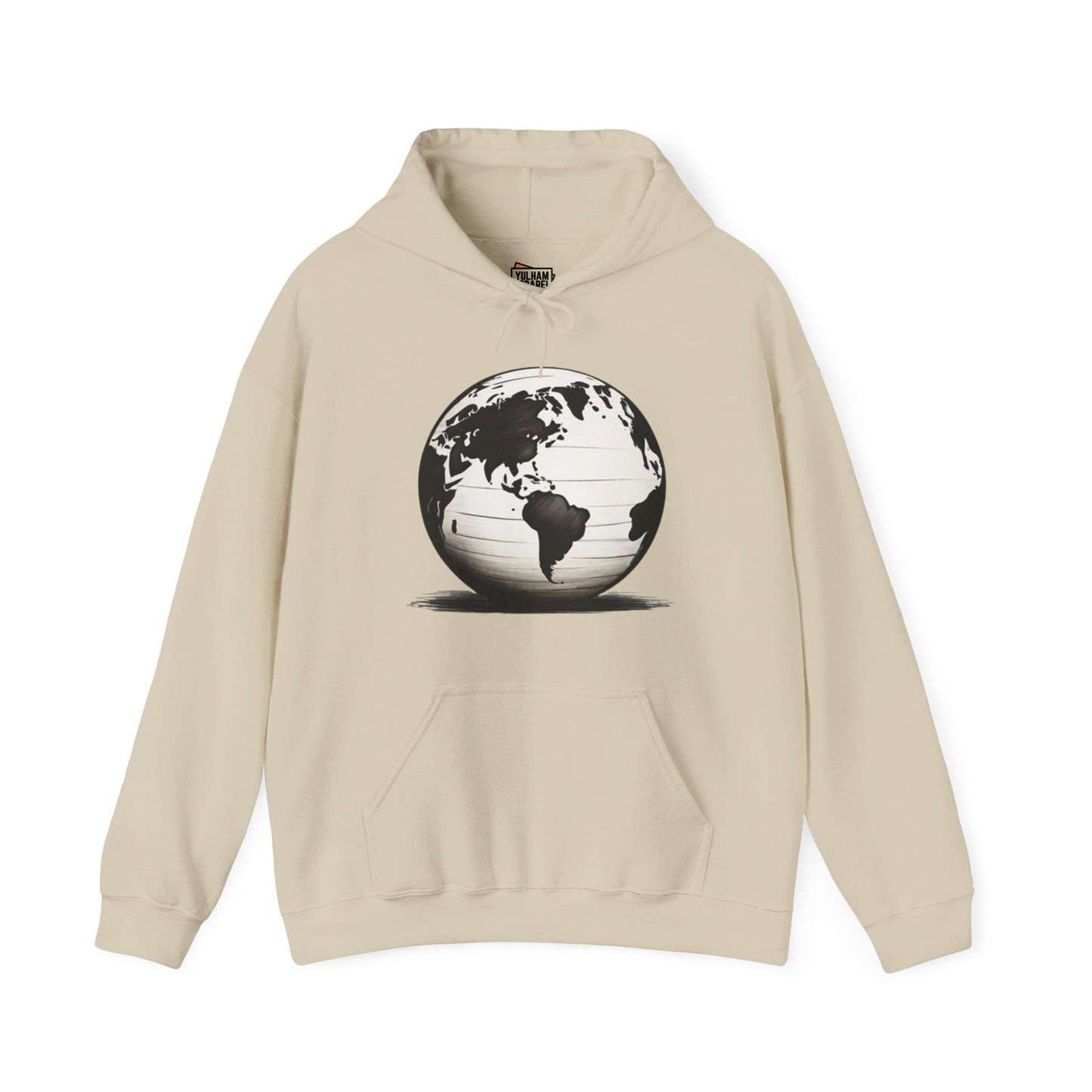 Black and White Earth Sphere - Unisex Hooded Sweatshirt