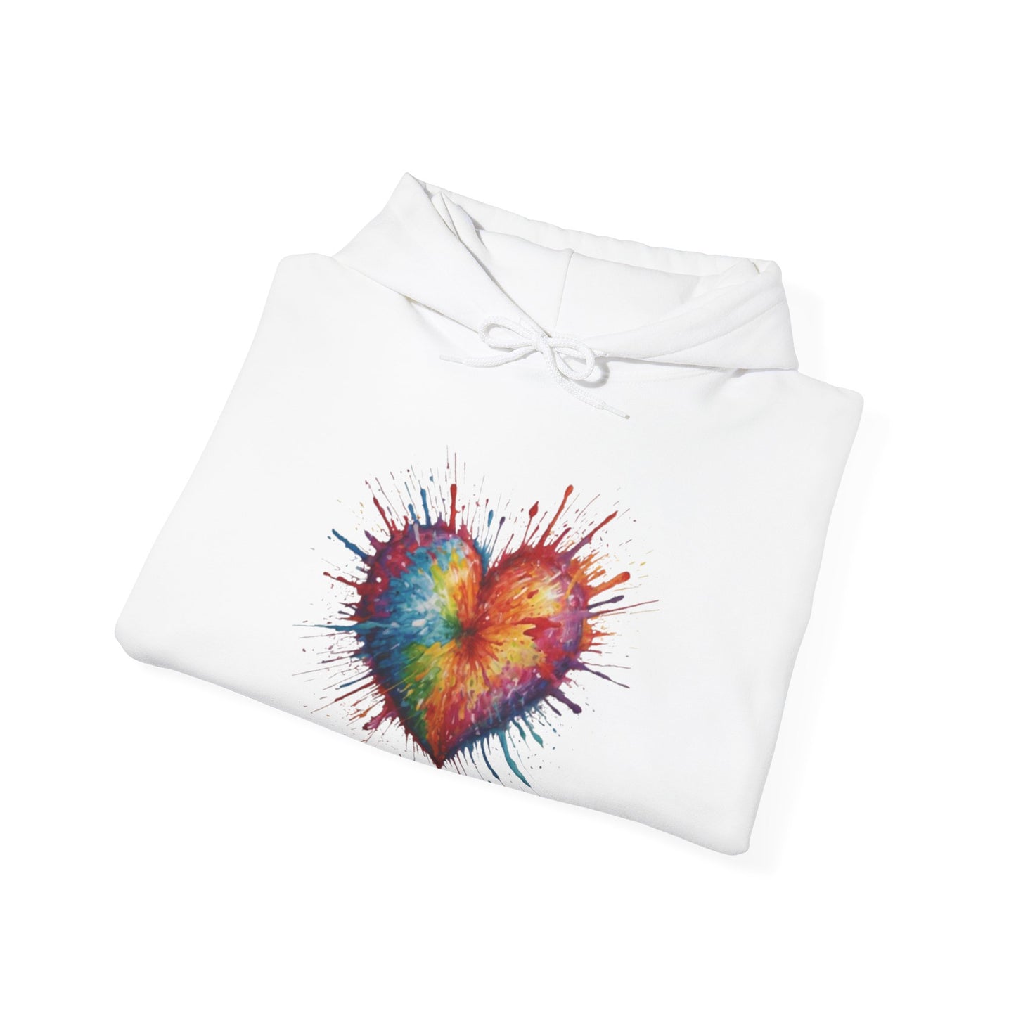 Colourful Messy Exploding Love Heart - Unisex Hooded Sweatshirt