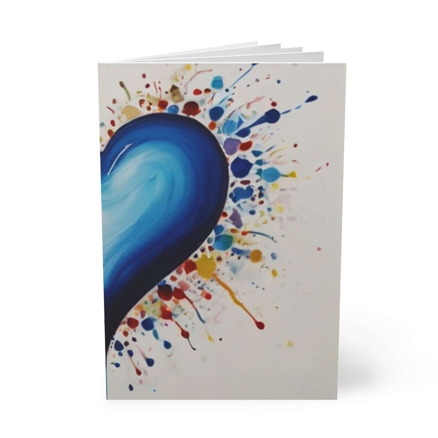 Blue Splatter Paint Love Heart - Softcover Notebook, A5