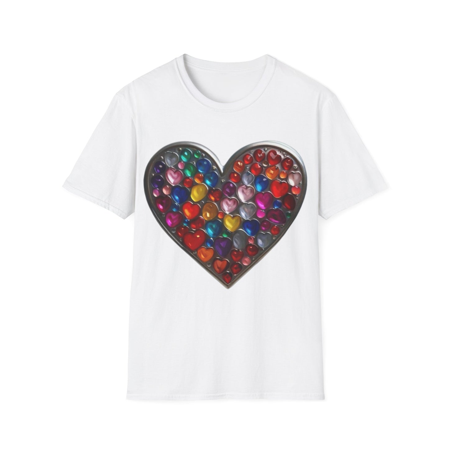 Multicoloured Silver Love Heart - Unisex T-Shirt