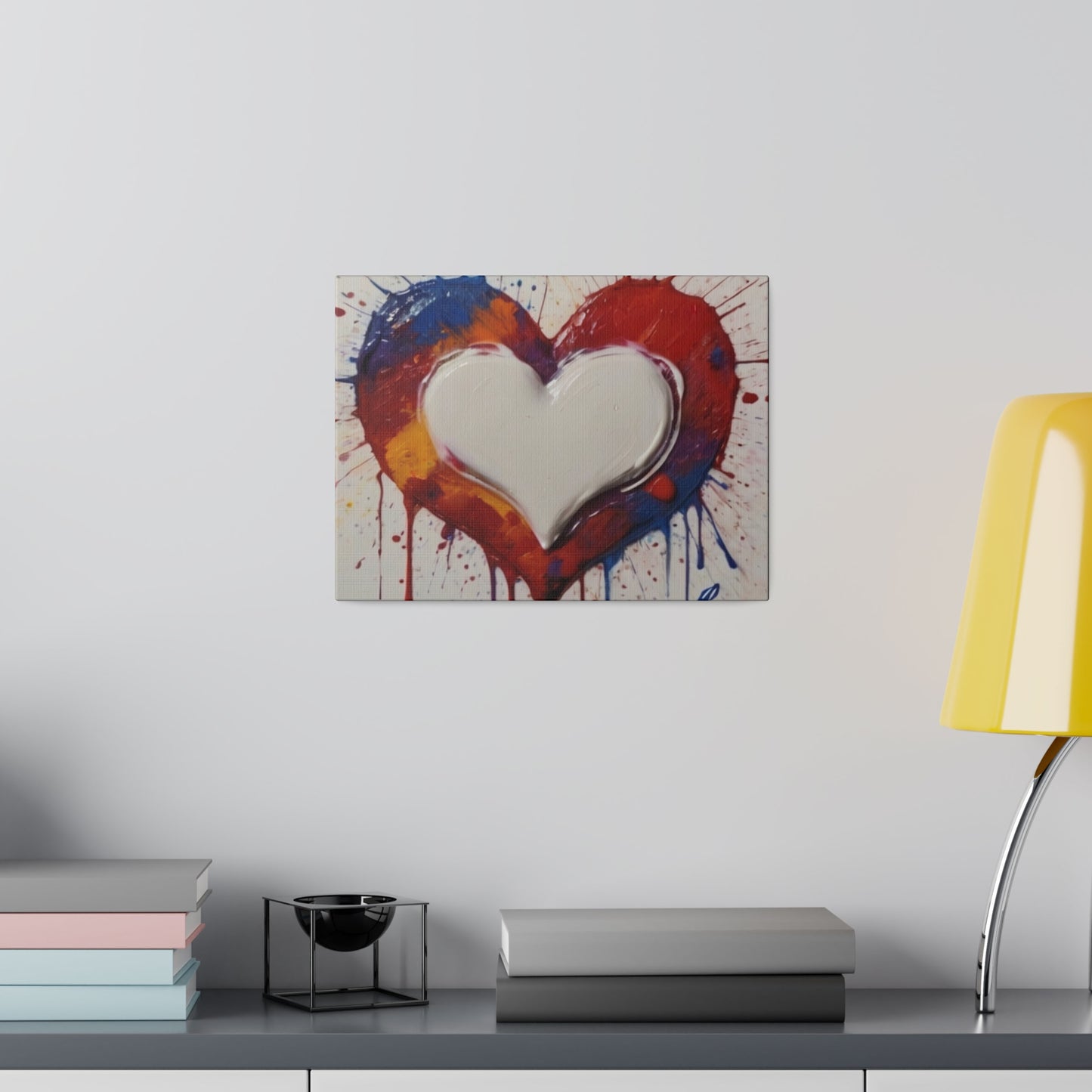 Messy White Painted Love Heart - Matte Canvas, Stretched, 0.75"