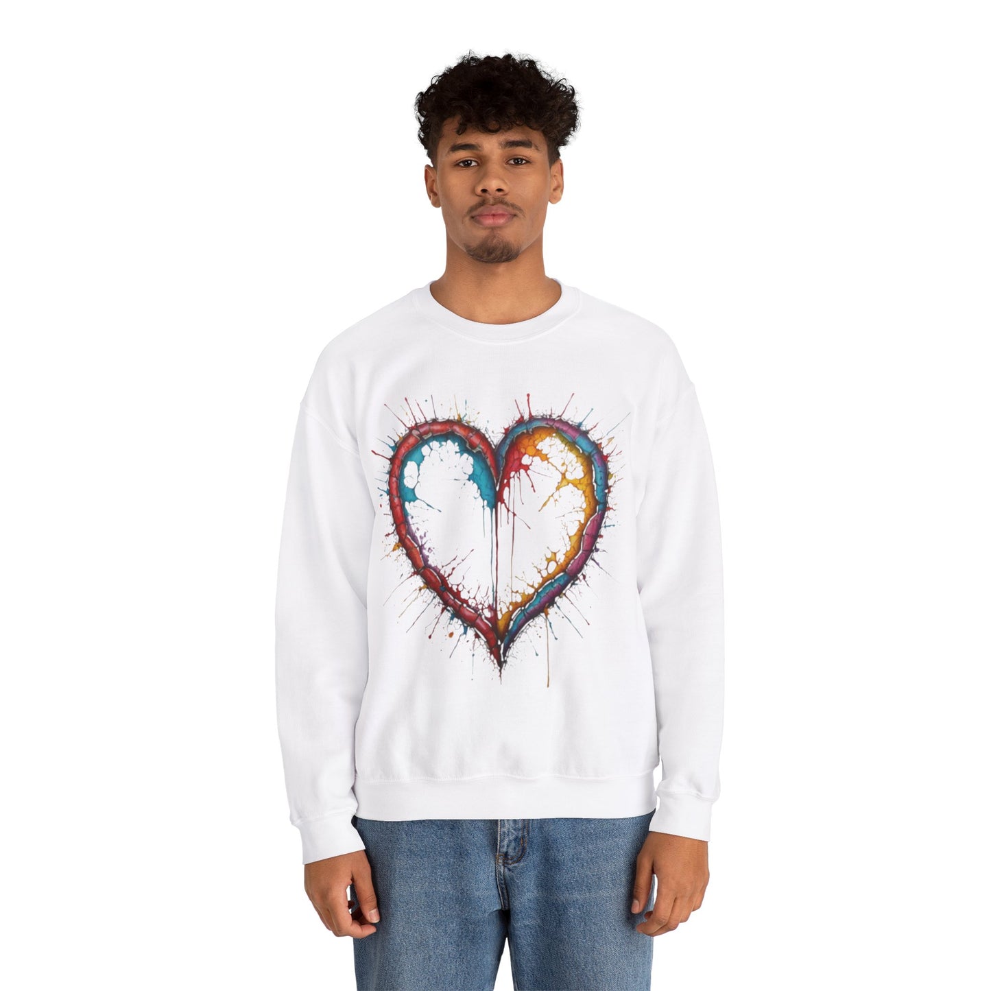 Hollow Colourful Messy Love Heart - Unisex Heavy Sweatshirt