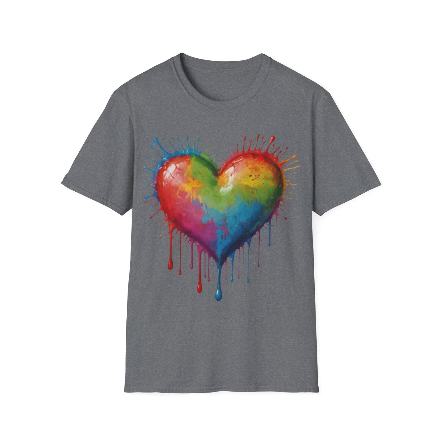 Colourful Messy Dripping Heart - Unisex T-Shirt