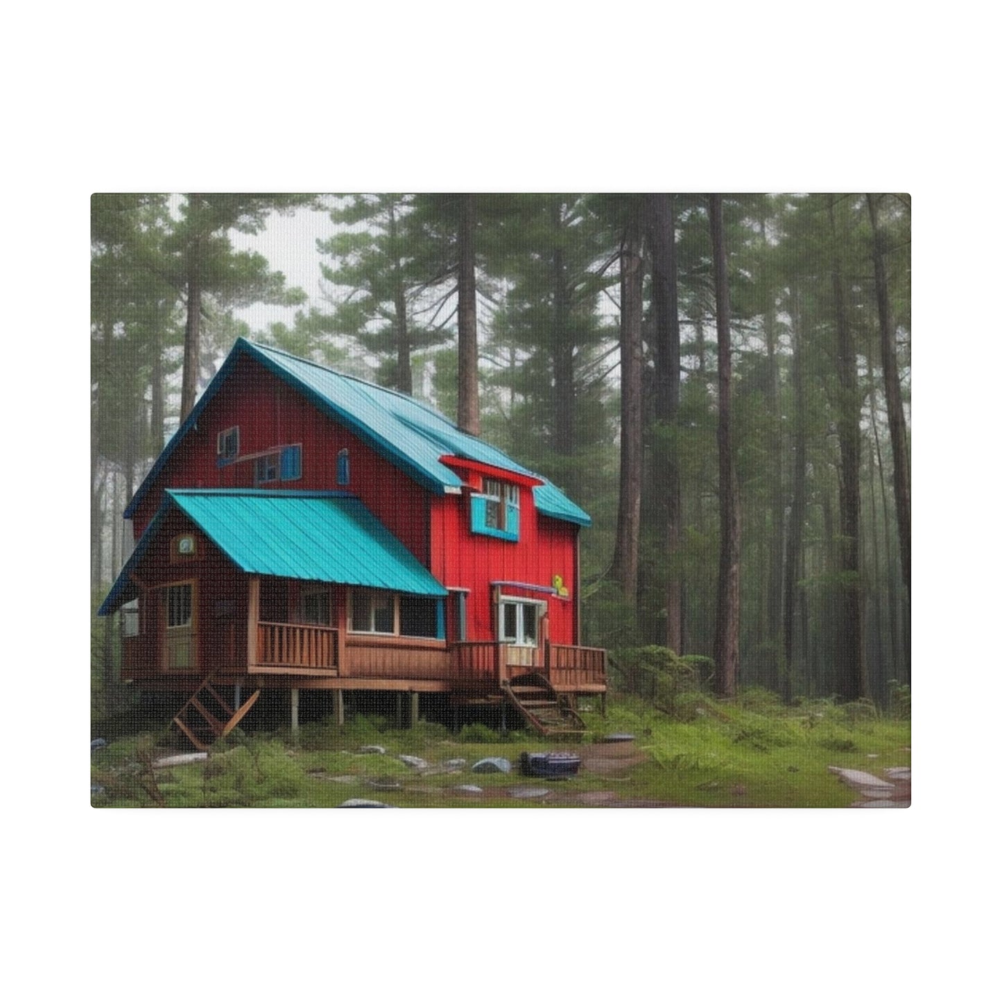 Lonely Cabin In Woods - Matte Canvas, Stretched, 0.75"