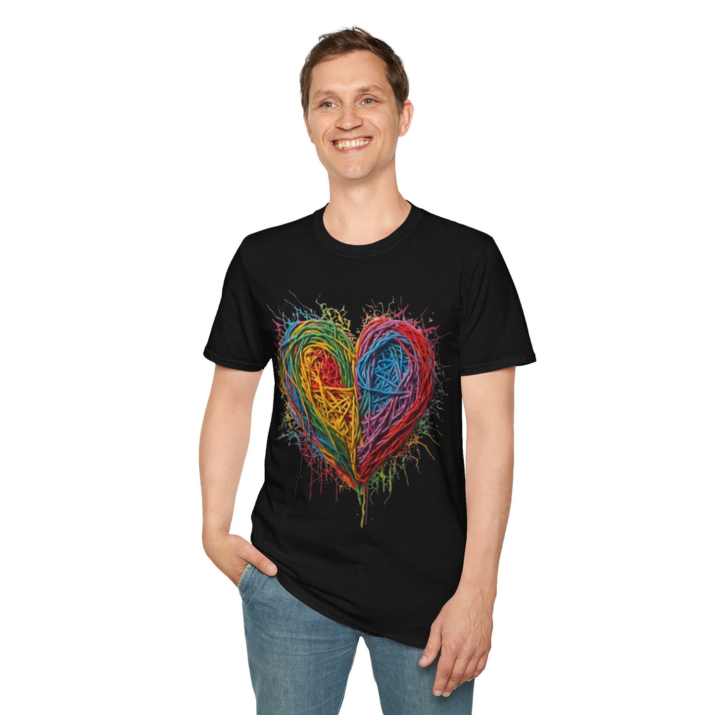 Multicoloured Scoubidou Heart - Unisex T-Shirt