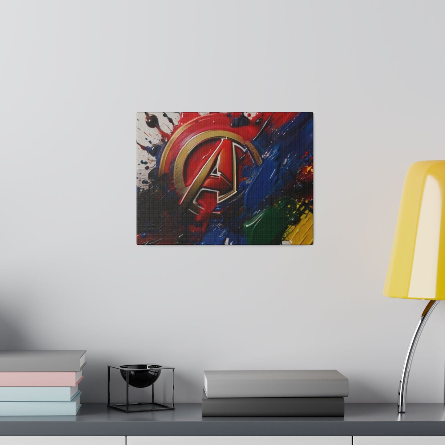Messy Painted Avengers Logo Symbol - Matte Canvas, Stretched, 0.75"