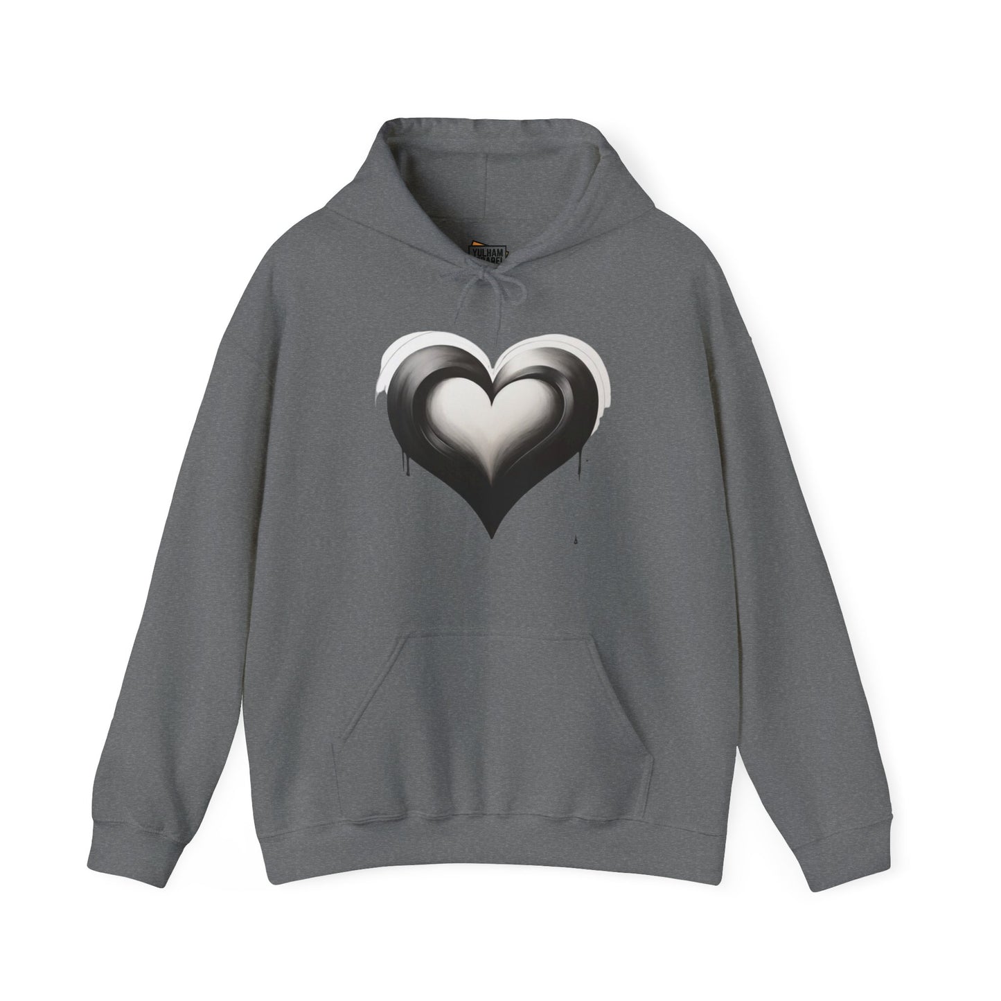 Black and White Heart - Unisex Hooded Sweatshirt