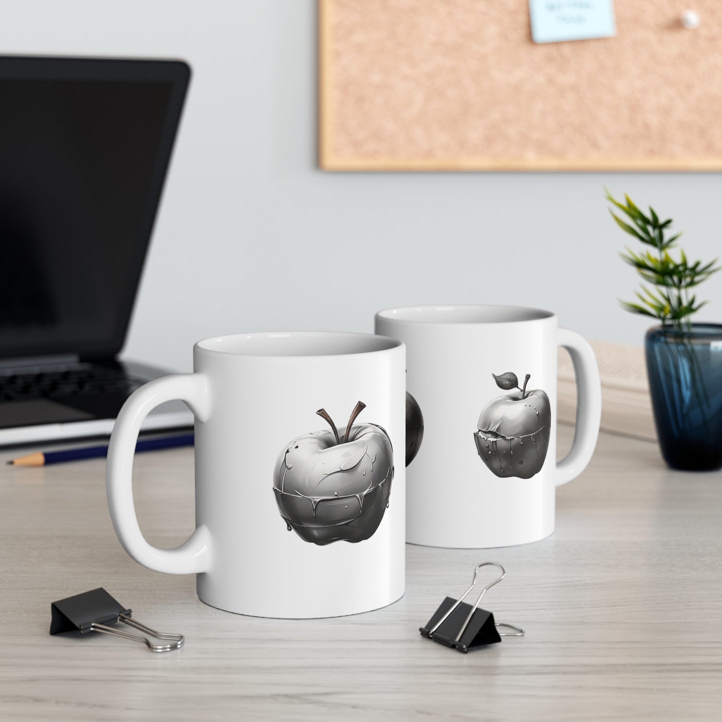 Black and White Cracked Apples Mug - Ceramic Coffee Mug 11oz