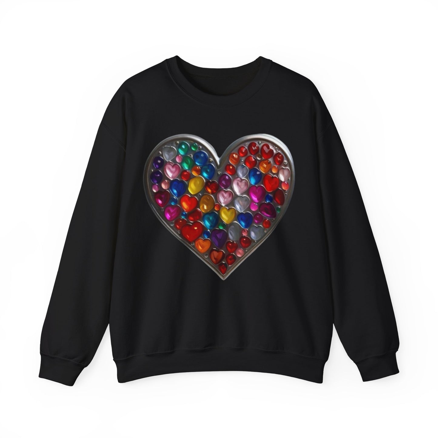 Multicoloured Silver Love Heart - Unisex Crewneck Sweatshirt