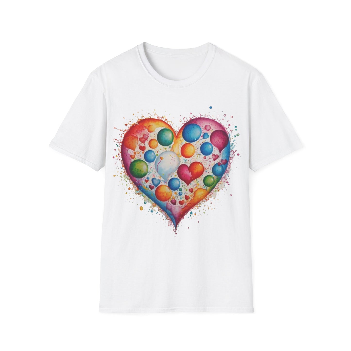 Colourful Messy Bubbles Love Heart - Unisex T-Shirt