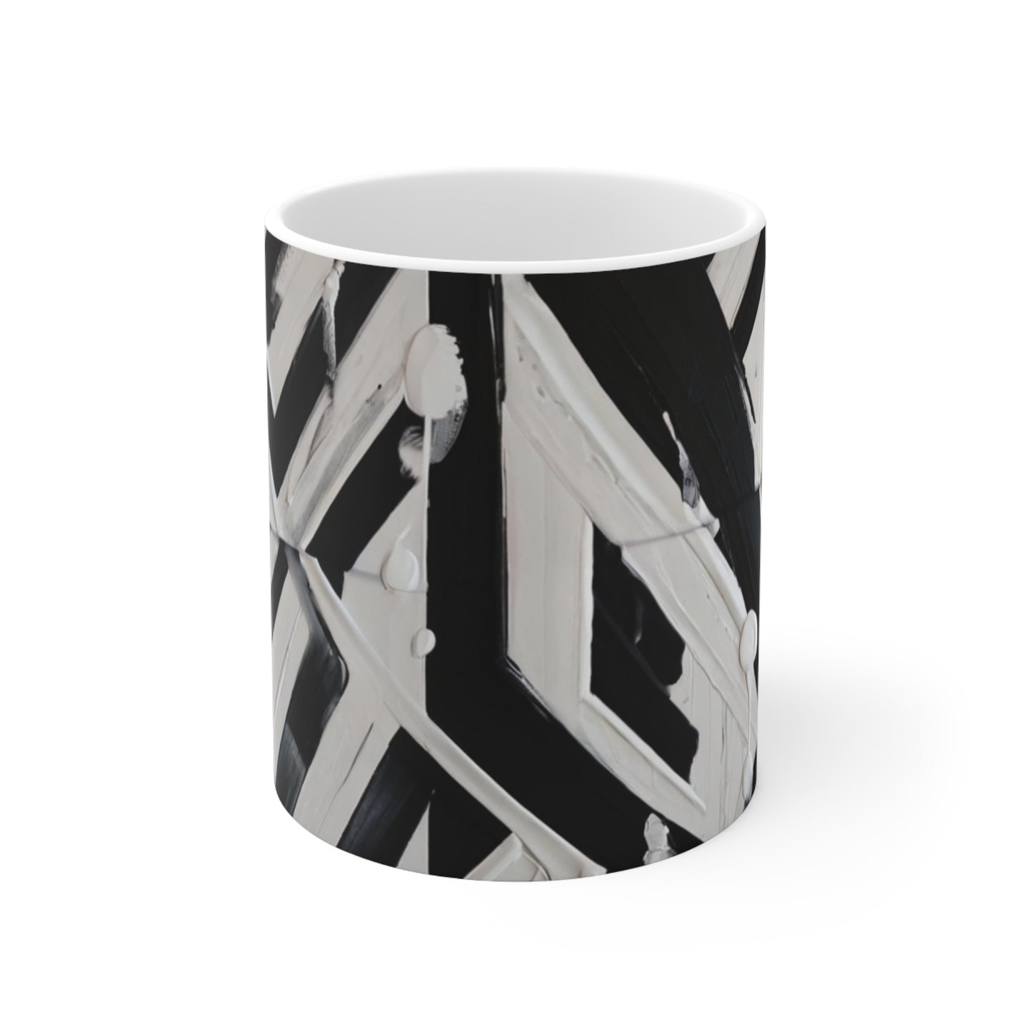 Black and White Paint Patterns Mug - Ceramic Coffee Mug 11oz