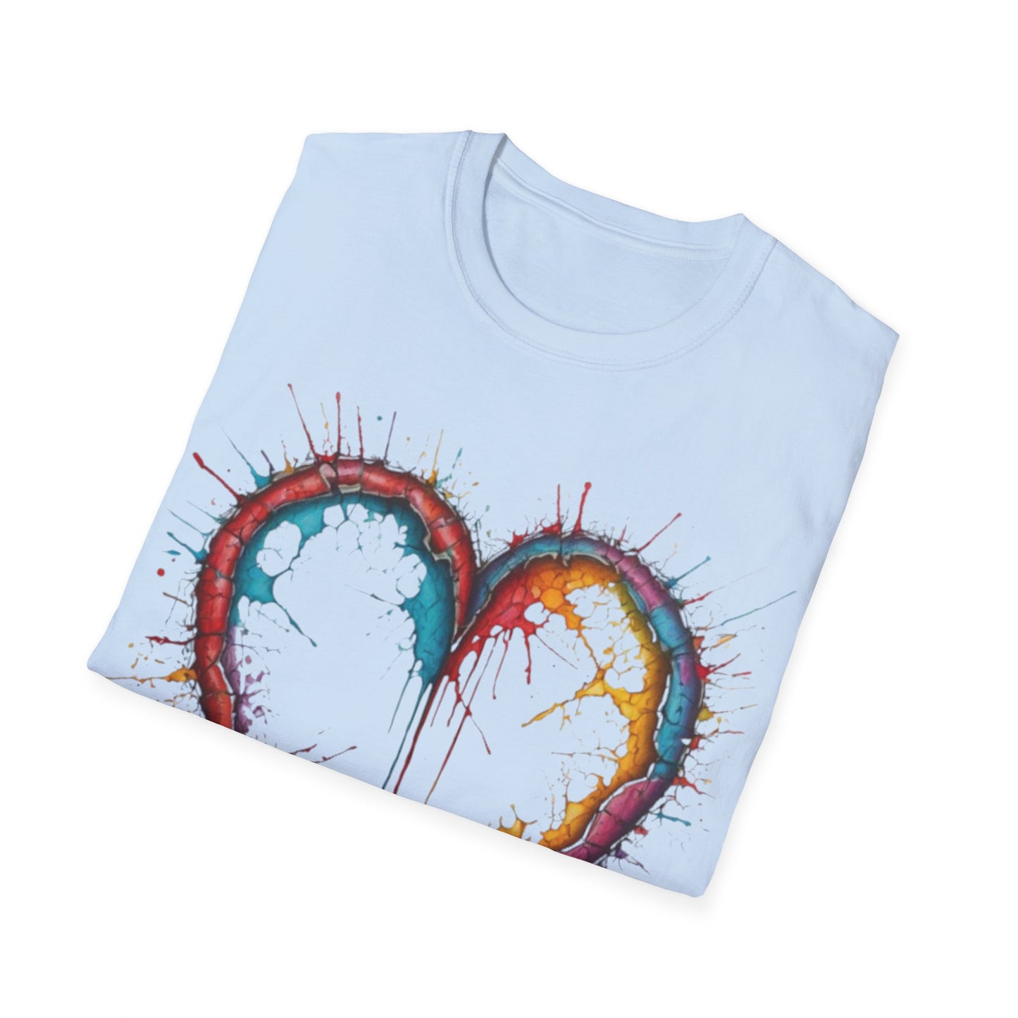 Hollow Colourful Messy Love Heart - Unisex T-Shirt