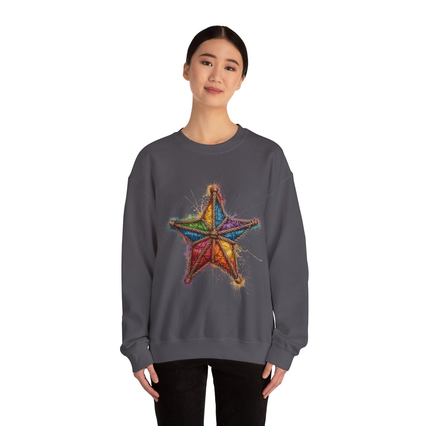 Multicoloured Star Rope Pattern - Unisex Crewneck Sweatshirt