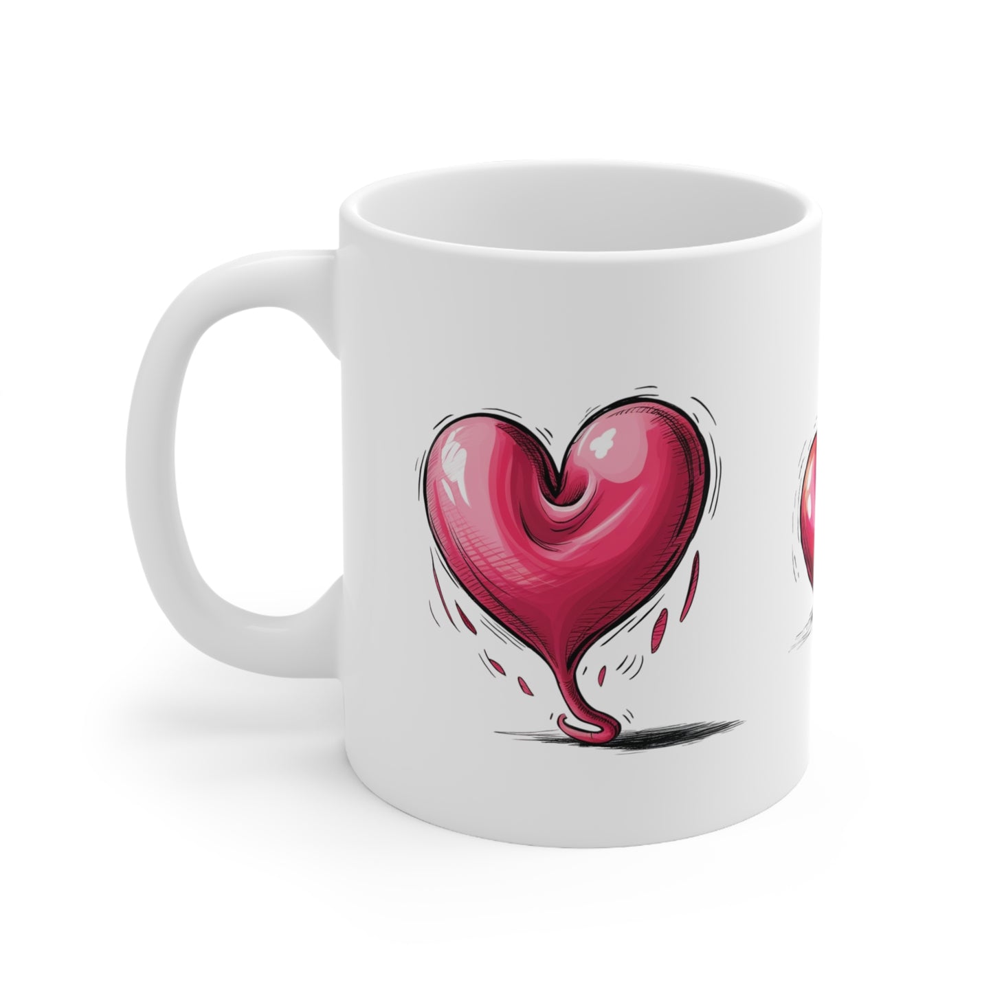 Deflating Love Hearts Mug - Ceramic Coffee Mug 11oz