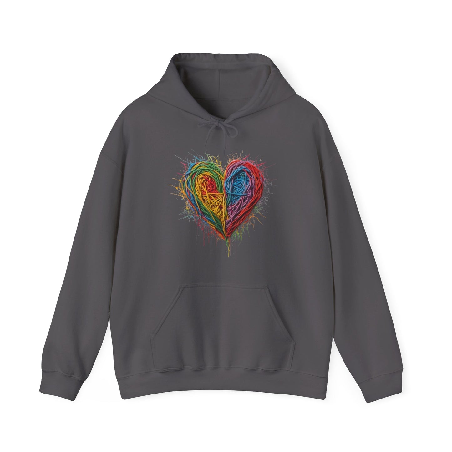 Multicoloured Scoubidou Love Heart - Unisex Hooded Sweatshirt