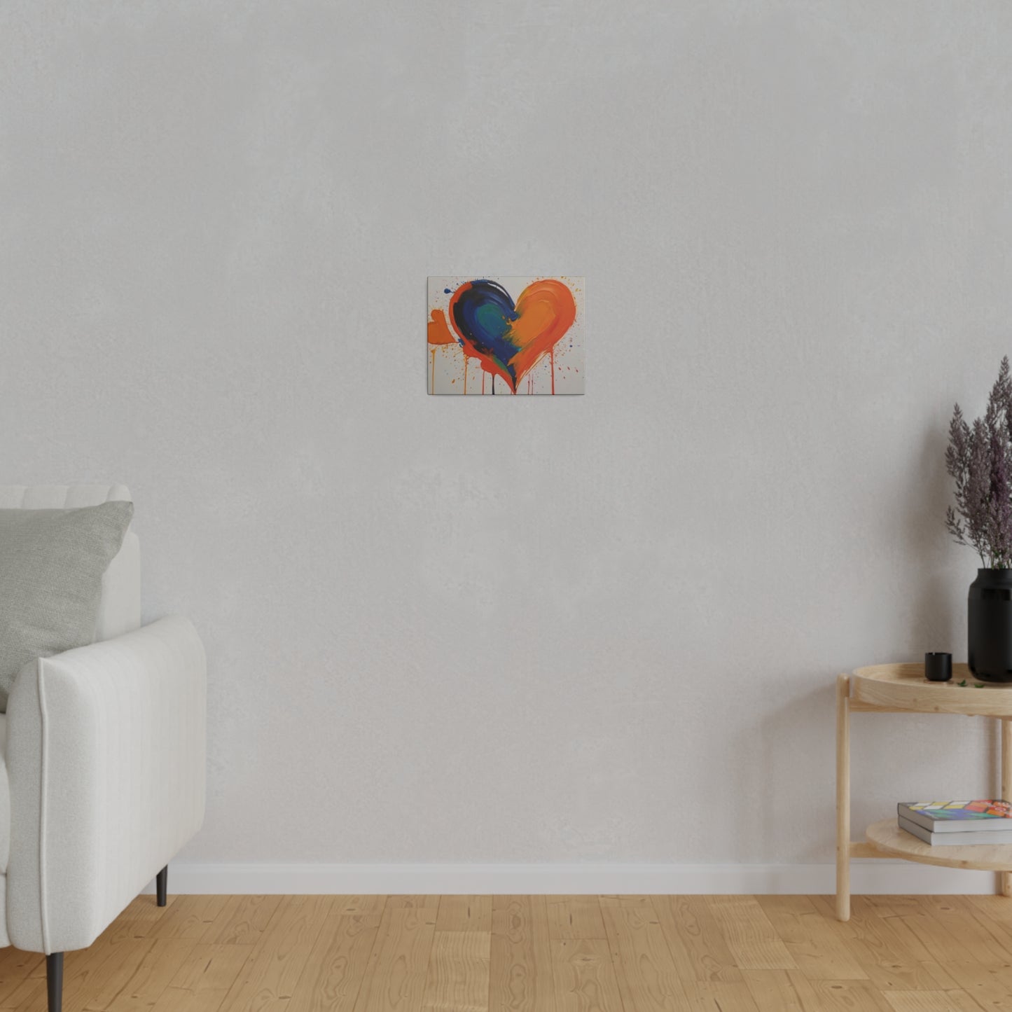 Orange And Blue Love Heart - Matte Canvas, Stretched, 0.75"