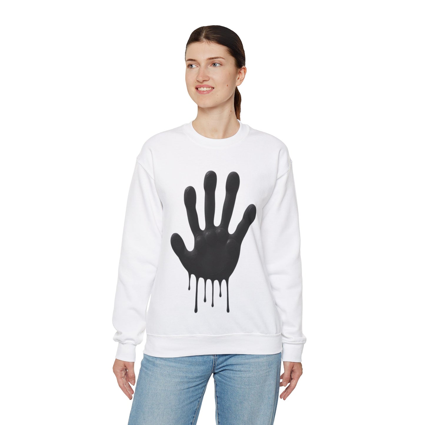 Black Hand Print - Unisex Crewneck Sweatshirt