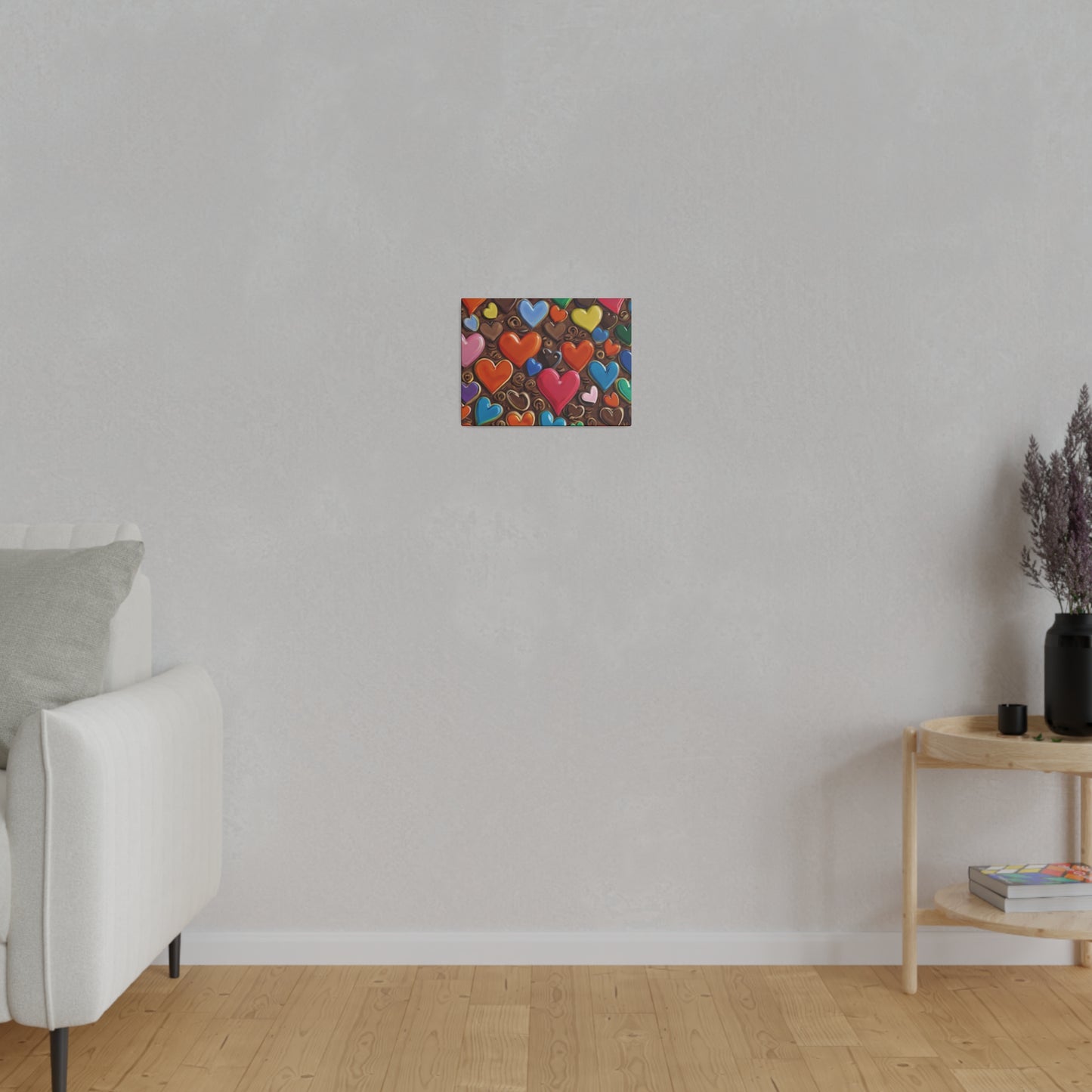 Multicoloured Love Hearts - Matte Canvas, Stretched, 0.75"