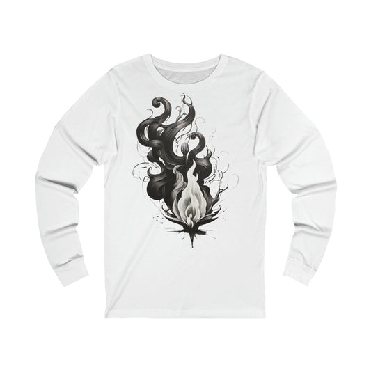 Black and White Flame - Unisex Long Sleeve T-Shirt