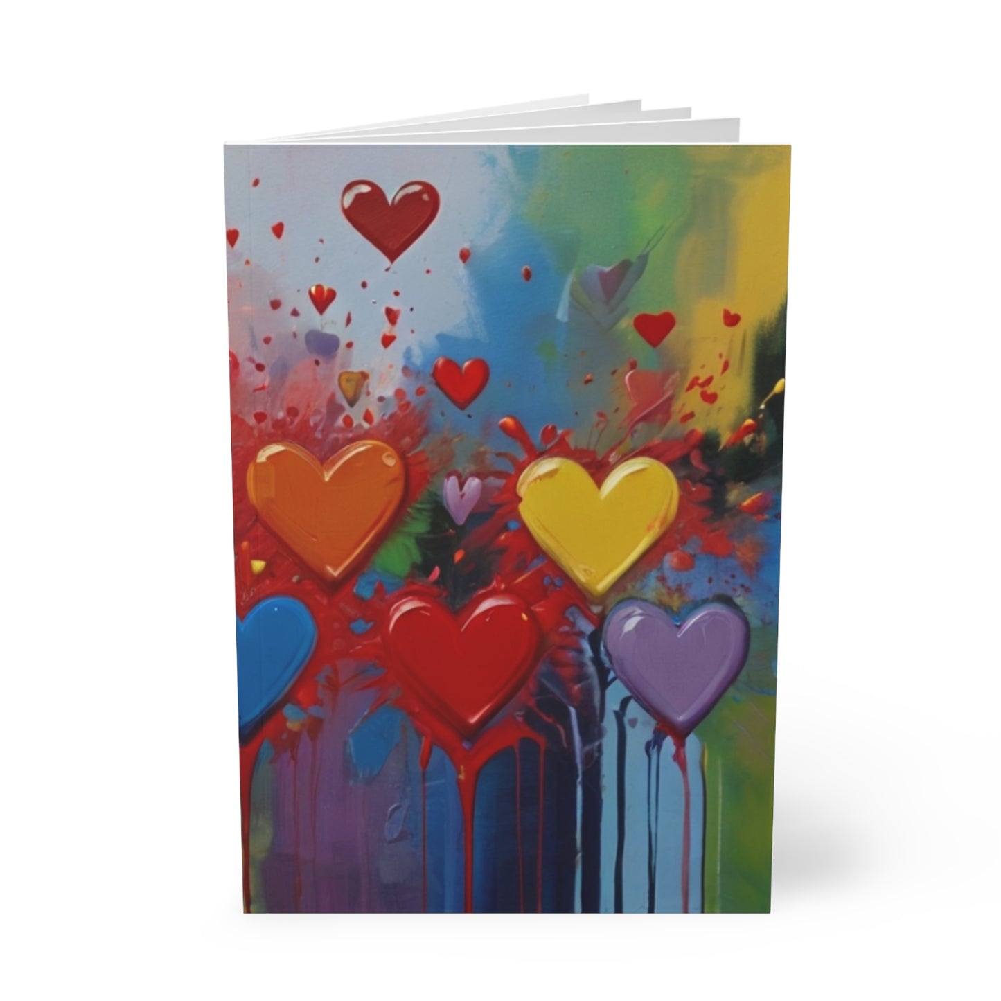 Messy Splatter Love Hearts - Softcover Notebook, A5