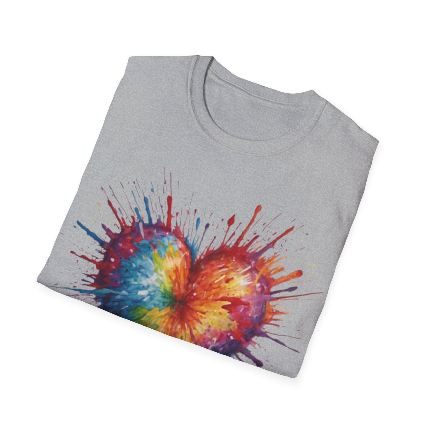 Colourful Messy Exploding Love Heart - Unisex T-Shirt