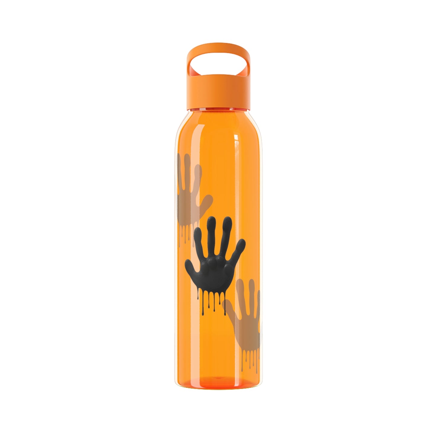 Black Hand Print Art - Sky Water Bottle