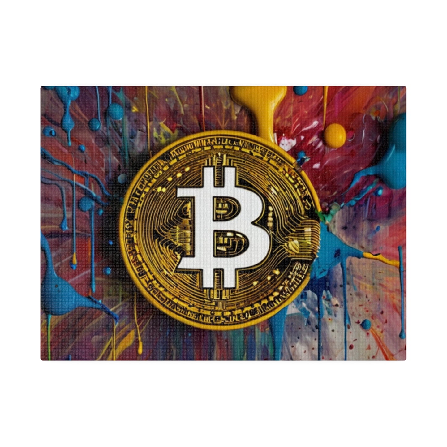 Bitcoin Paint Splatter Background Canvas - Matte Canvas, Stretched, 0.75"