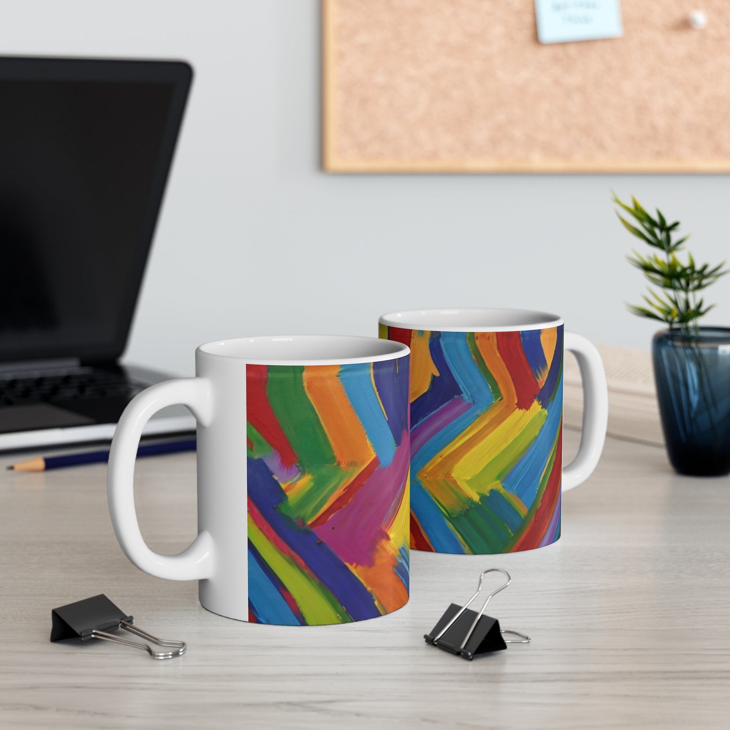 Messy Paint Zigzags Mug - Ceramic Coffee Mug 11oz