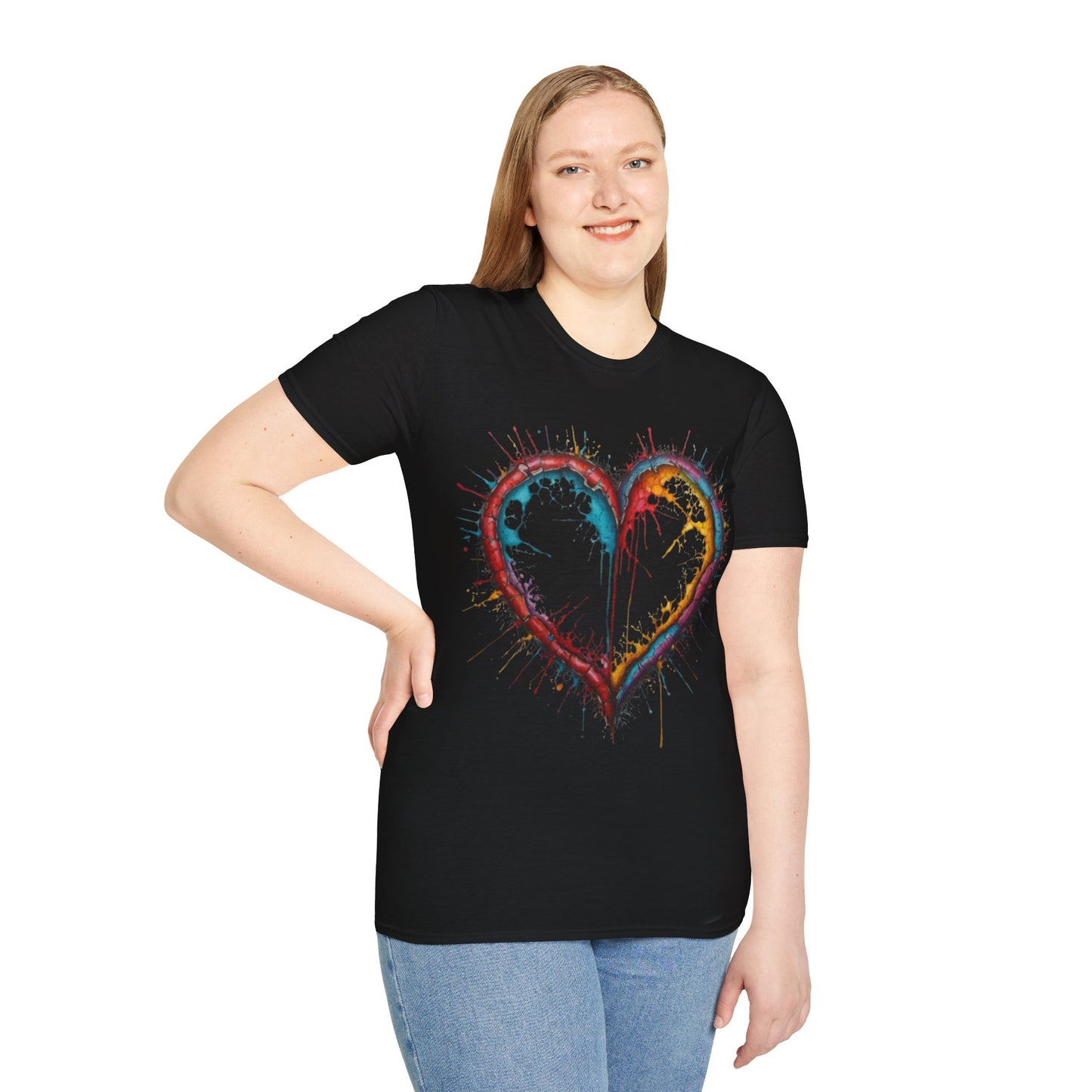 Hollow Colourful Messy Love Heart - Unisex T-Shirt