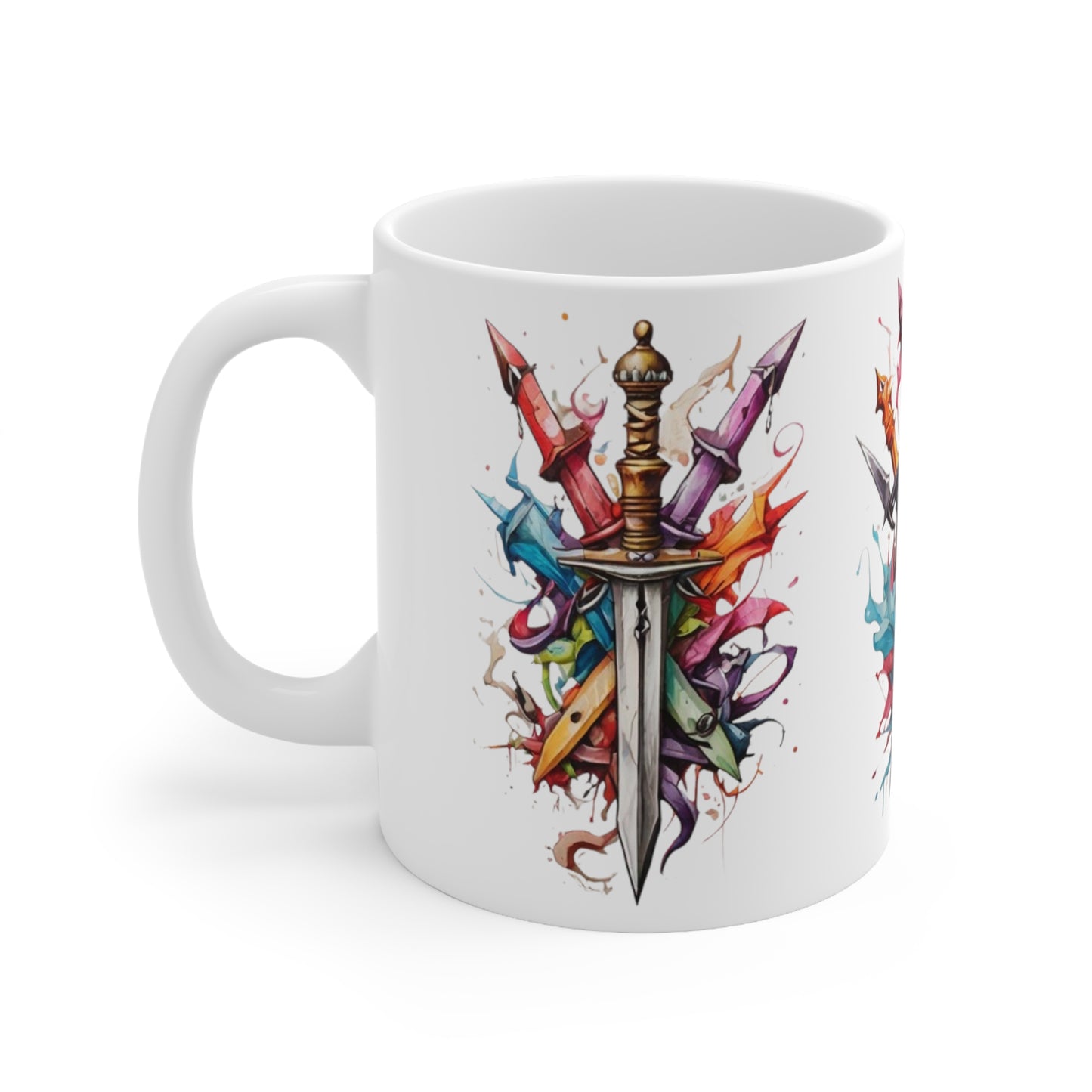 Colourful Messy Daggers Mug - Ceramic Coffee Mug 11oz