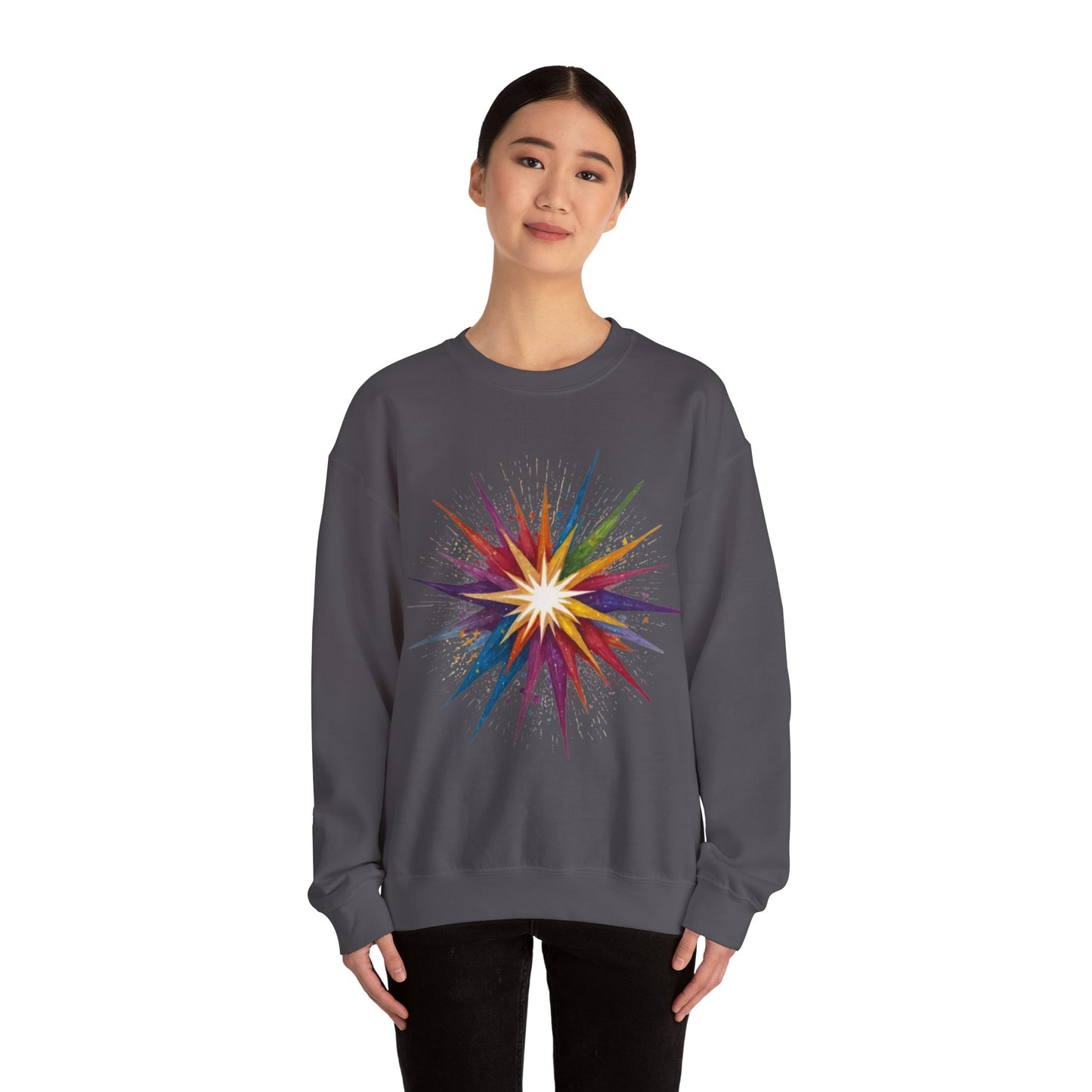 Colourful Exploding Star - Unisex Crewneck Sweatshirt