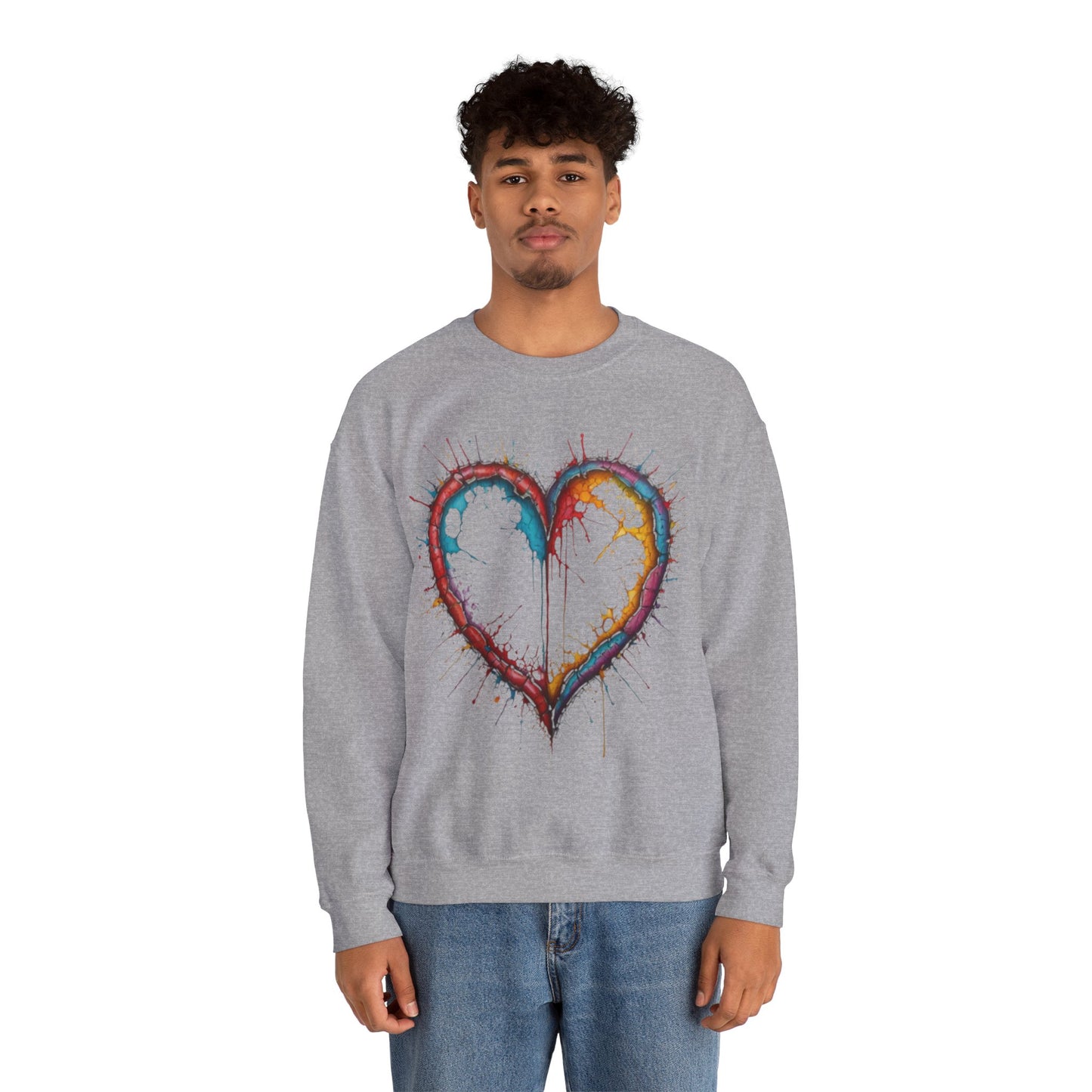 Hollow Colourful Messy Love Heart - Unisex Heavy Sweatshirt