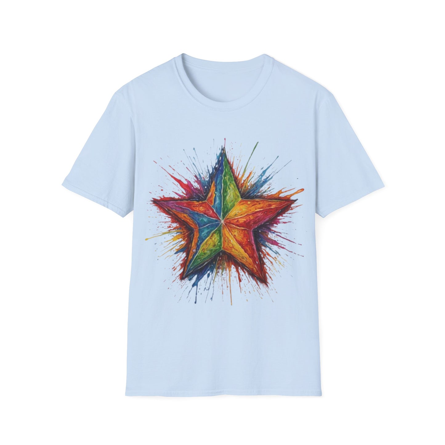 Burning Multicoloured Star - Unisex T-Shirt