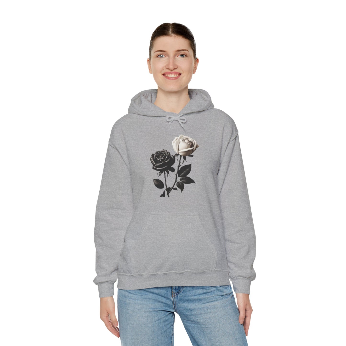 Black and White Rose - Unisex Hooded Sweatshirt