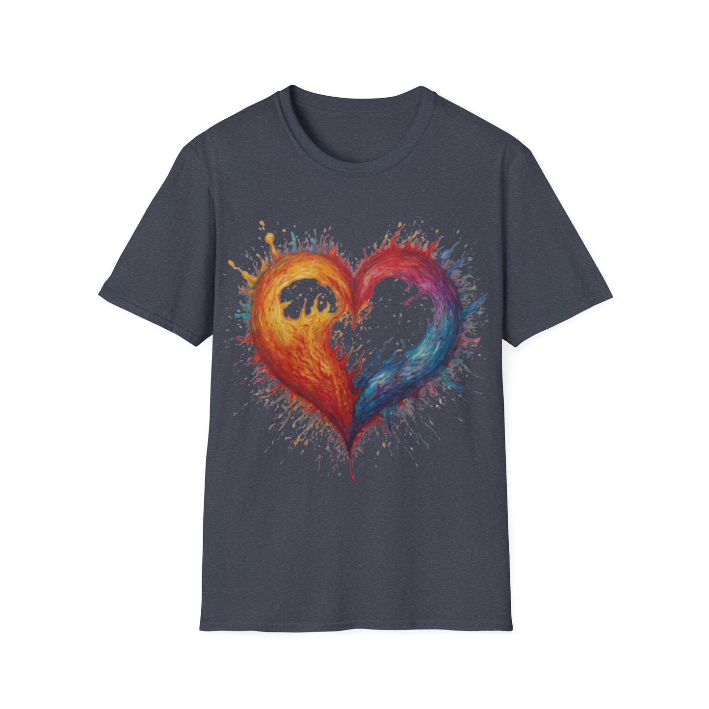 Colourful Burning Love Heart - Unisex T-Shirt