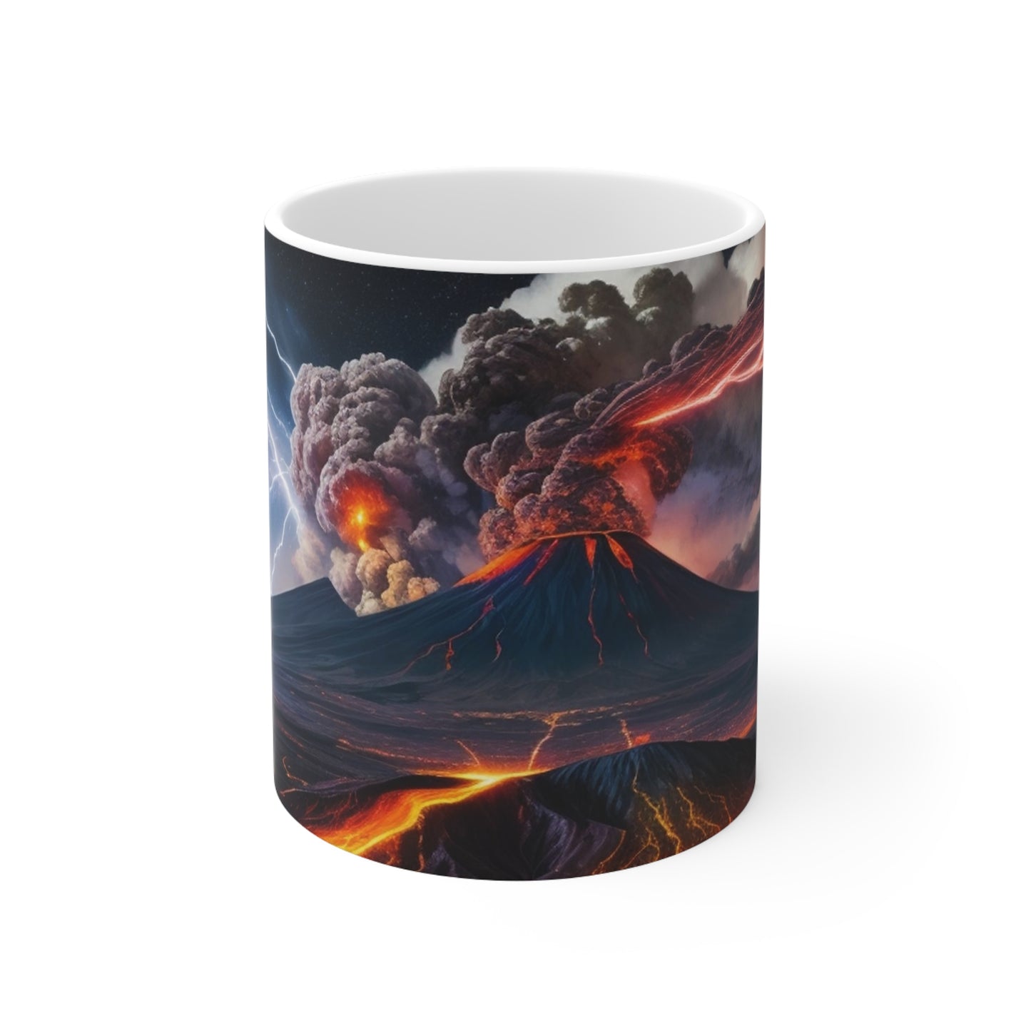Erupting Volcano Lightning Bolts - Ceramic Coffee Mug 11oz