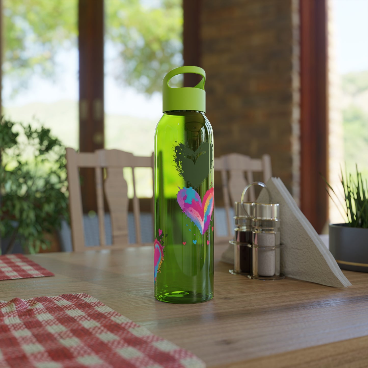 Colourful Love Hearts - Sky Water Bottle